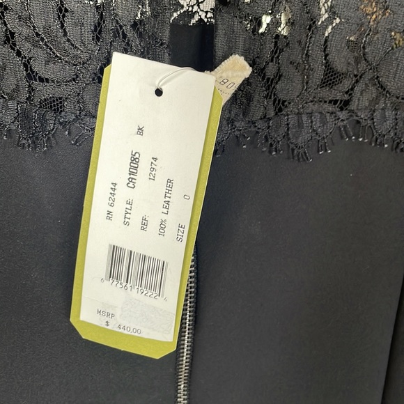 Nicole Miller black front leather lace long sleeve top size 0 with tag - Picture 4 of 5